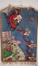 Vtg 1995 HAYIM India Christmas Rug Mat SANTA&#39;S SLEIGH w/ Fringe Cotton 2... - $841.73 MXN