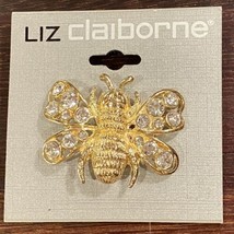 Liz Claiborne Bumble Bee Brooch Pin Gold Rhinestone Costume Jewelry Pin New - £15.51 GBP