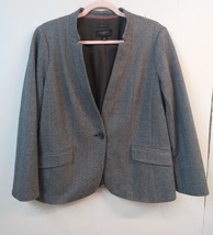 Talbots WM 16P Sport Coat Blazer Herringbone Black Gray Corpcore Careerwear - $43.53