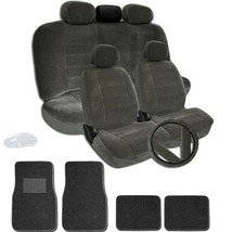 For Nissan Premium Grade Velour Fabric Car Seat Mats Steering Covers Set - £40.76 GBP