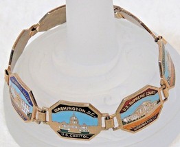 Vintage American Washington DC Enamel Brass 7 Link Tourist Bracelet - £14.43 GBP