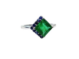 925 Silber Saphir Versprechen Ring Natürlicher Saphir Smaragd Jubiläum Ring - £91.17 GBP