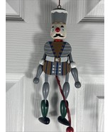 Vintage Wooden Jumping Jack Puppet Toy – Hand-Painted Folk Art Soldier - $428.19 MXN