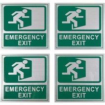 4Pcs Emergency Exit Signs Right Metal Aluminum Self-Adhesive For Office Retail - £12.78 GBP