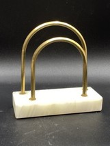 Brass &amp; Marble Letter Holder Desk Organizer Napkins MCM Cream Gold - £15.78 GBP
