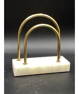 Sheaffer Brass &amp; Marble Letter Holder Desk Organizer MCM Cream Gold - $17.81