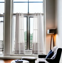 Set of Two 96&quot; Gray Ribbon Embellished Window Curtain Panels - $3,626.88 MXN
