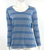 LuLaRoe Lynnae Top Size Small Blue Gray Striped Long Sleeve Shirt Womens NEW - £19.46 GBP