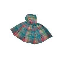 Vintage 1960s Clone Barbie-Size Plaid Dress Green &amp; Pink Snap-Back - $29.99