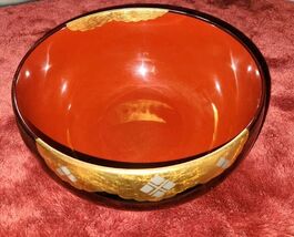 VTG Laquerware Gold Leaf Hidehira Nuri Style 9 Inch Bowl MCM Beautiful - $199.99