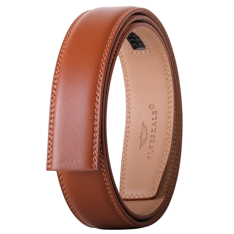Sporting No Buckle 3.5cm Width Cowskin Genuine Leather Belt Men Without Automati - £23.90 GBP