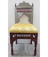 Antique Carved Syrian Inlay Mother of Pearl and Hardwood Side Chair Vers... - $14,682.46 MXN