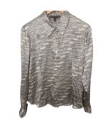 Lafayette 148 Women&#39;s Silk Petite Shirt Long Sleeve Wave Pattern Button ... - $29.99