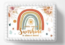 Ray Of Sunshine Boho Rainbow Edible Image Cake Topper Baby Shower Cake Topper Fr - £13.16 GBP