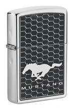 Zippo Lighter - Ford Mustang Grill Logo High Polish Chrome - 49328 - $32.36
