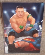 John Cena vs Superman Glossy Art Print 11 x 17 In Hard Plastic Sleeve  - £19.65 GBP