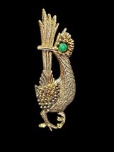 Ambassador Signed Vintage 1960&#39;s Gold Tone Road Runner Repousse Pin Brooch - $25.22