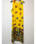 Midi Dress Womens Butterfly Print Design Sleeveless V-Neck Yellow and Re... - $523.02 MXN