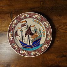 Turkish Pottery, Hand-painted Ceramic Plate signed Sitki Olcar, Iznik Folk Art image 2