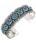 Native Navajo Natural Kingman Turquoise Row Bracelet Sterling Cuff sz6.5... - £458.53 GBP+