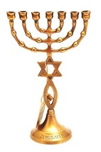 Medium Menorah In Brass Plated From Holy Land Jerusalem - £43.00 GBP