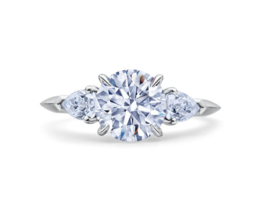 Solitaire 1.50Ct Round &amp; Pear Cut Simulated Diamond Silver Women Engagement Ring - £40.73 GBP