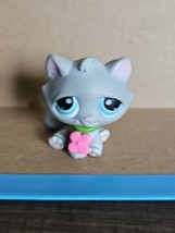 Littlest Pet Shop #177 Gray Grey Tabby Cat Blue Eyes Kitten 2005 With Ne... - $14.99