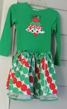 RARE TOO! Girls SZ 6 Green Red White Polka Dot Christmas Dress w/ Crinol... - $14.85