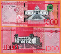 Dominican Republic 2016 Unc 1.000 Pesos Dominicanos Banknote Paper Money P- 193c - £28.05 GBP