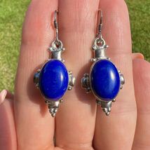 Vintage Sterling Silver 925 Womens Jewelry Earrings Lapis Lazuli Stone S... - $148.00