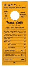 Tasty Cafe Door Hangar Menu 3102 1/2 East 12th Street  1940&#39;s - £22.00 GBP