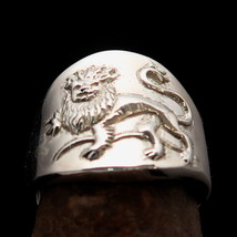 Ancient Star Sign Leo Lion Men&#39;s Zodiac Pinky Ring - shiny Sterling Silver 925 - £53.04 GBP