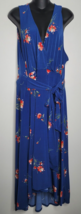 Torrid Womens Dress Sz 4 Floral Print Blue Faux Wrap Tie Sleeveless Long... - $32.99