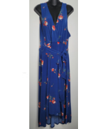 Torrid Womens Dress Sz 4 Floral Print Blue Faux Wrap Tie Sleeveless Long... - £26.33 GBP