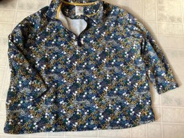 Joules 1/4 zip blue yellow floral print sweatshirt US 20 UK 24 Pip Print - £22.15 GBP