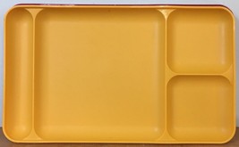 Pair 2 Vtg Tupperware Harvest Gold Yellow Rust Red Brown Divided Cafeteria Trays - £31.44 GBP
