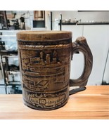 Vintage Walt Disney World Coffee Mug Cup Brown Ceramic Textured Faux Wood - $24.87