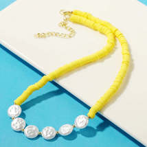Pearl &amp; Yellow Polymer Clay 18K Gold-Plated Beaded Necklace - £11.16 GBP