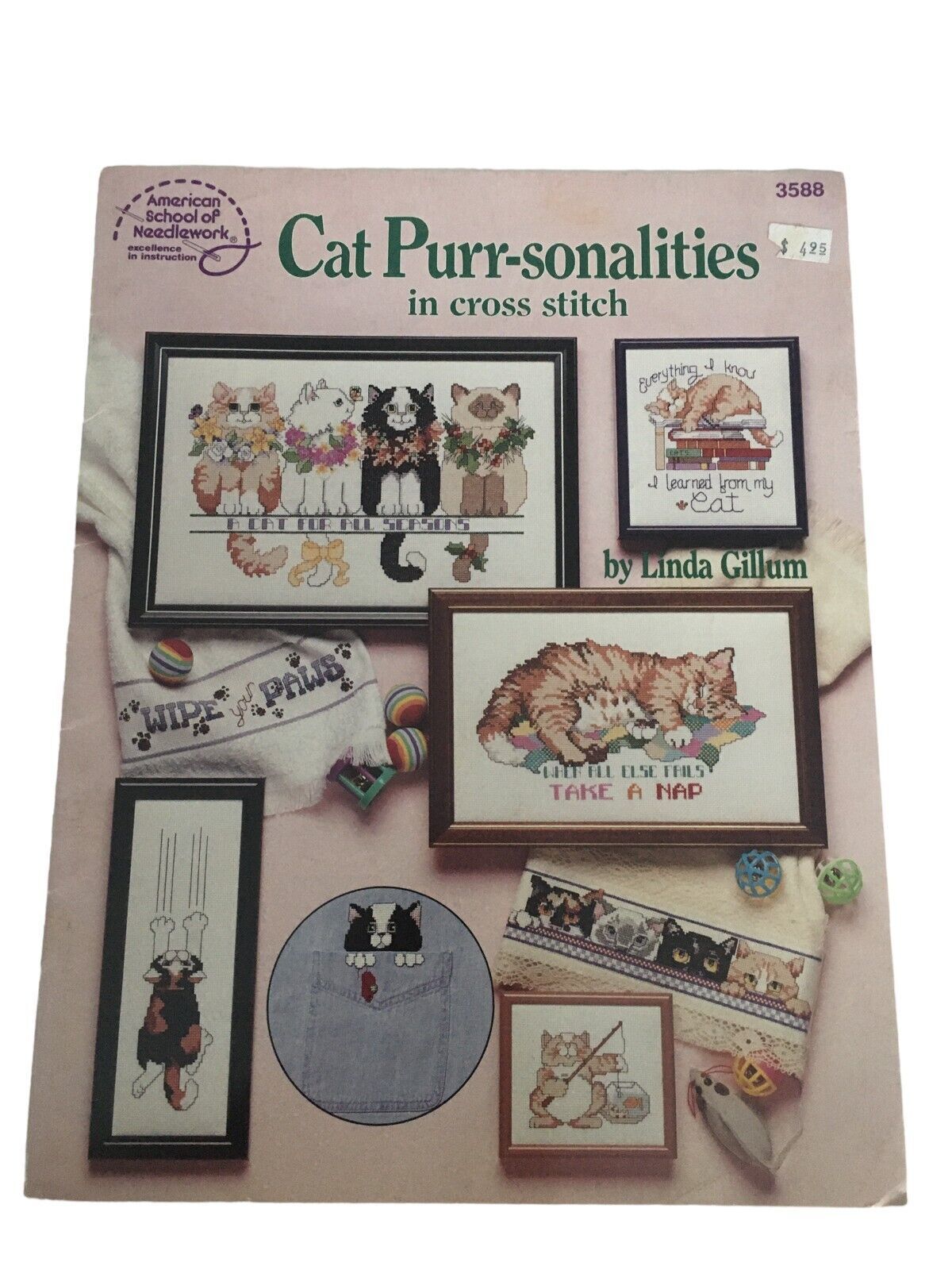 Primary image for American School of Needlework Cat Purr-sonalities Cross Stitch Leaflet Kitty Pet