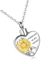 Sunflower Urn Necklaces for Ashes for Women Men, 316L Steel - £49.80 GBP