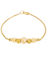 22ct Yellow Gold Seven Diamond Cut Sparkly Beaded Bracelet 6.5 inches - $835.40