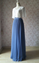 DUSTY BLUE Full Tulle Skirt Wedding Bridesmaid Plus Size Long Tulle Skirt image 4