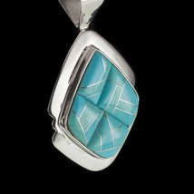 Jay King DTR Sterling Silver Turquoise Stone Inlay Pendant 21.4g - £118.70 GBP