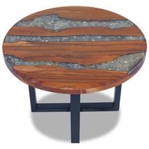 Handmade Resin Coffee Table With Metal Legs Wood Side Table Livingroom Table - £125.15 GBP