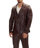 Leather Blazer Men&#39;s Coat Lambskin Jacket Button Two Soft Slim Fit Men B... - $141.00+
