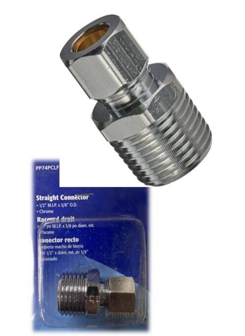 Plumb Pak PP74PCLF Straight Adapter, 1/2 x 3/8 in, MIP x Compression, Ch... - $8.91