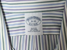 Brooks Brothers Mens Slim Fit Non-Iron Long Sleeve Button Up Shirt 15-33 Striped - £11.60 GBP