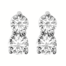 0.60CT Forever You &amp; Me Two Stone Simulated Diamond Stud Earring in 925 Silver - £85.84 GBP