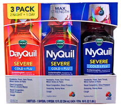 Vicks DayQuil &amp; NyQuil Severe Cold &amp; Flu Relief Liquid Berry 3 x 12 Fl O... - $36.12