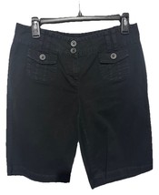 Ann Taylor Loft Rich Black Stretch Cotton 11&quot; Bermuda Shorts Size 4 - $17.79